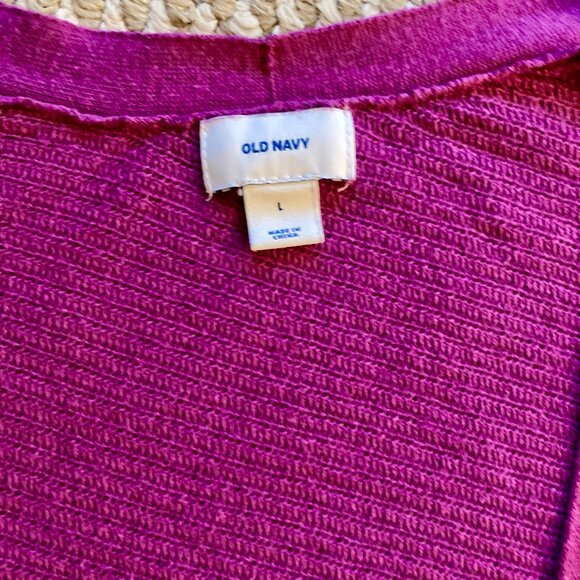 Old Navy Womens Open Front Cardigan Sweater V-Neck Short Sleeve Size L Purple - Picture 3 of 5